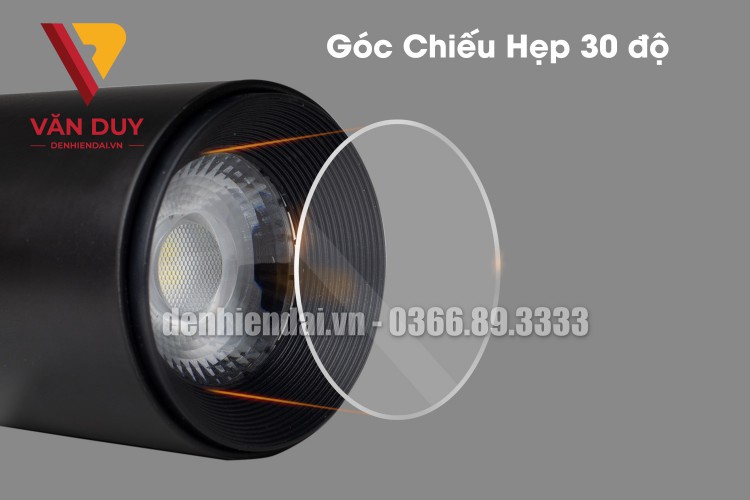 Đèn Led rọi ray Sapphire 7W vỏ đen có góc chiếu hẹp (30 độ)