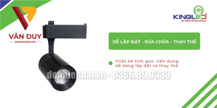 Đèn Led rọi ray Sapphire 7W vỏ đen dễ dàng lắp đặt và thay thế