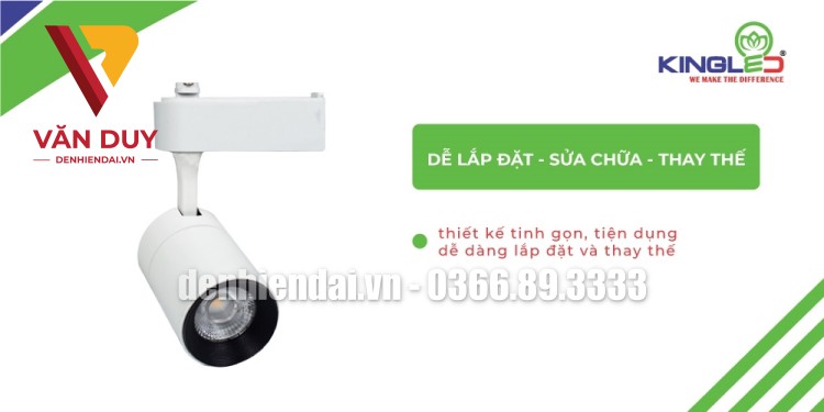 Đèn Led rọi ray Sapphire 7W vỏ trắng dễ dàng lắp đặt và thay thế