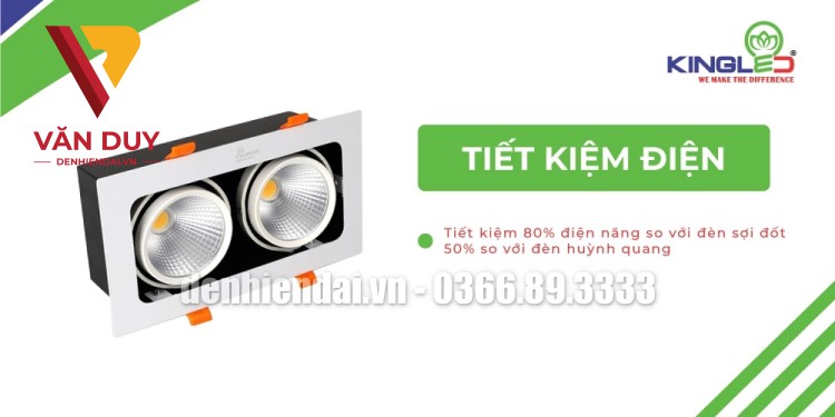 Đèn Led Spotlight âm trần hộp đôi tiết kiệm điện