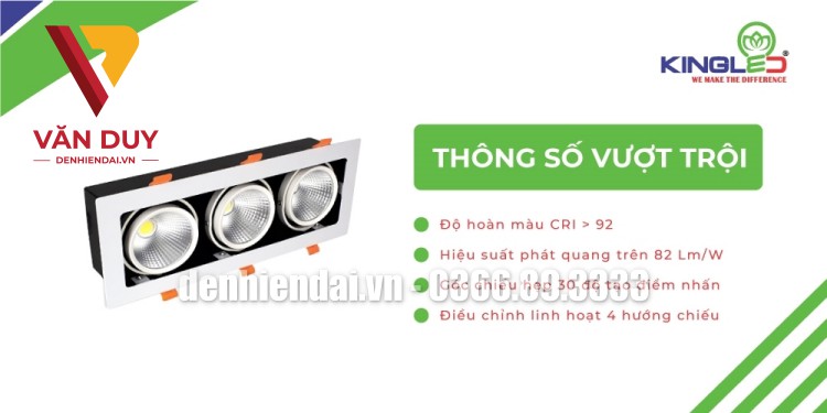 Đèn Led Spotlight âm trần hộp ba tiết kiệm điện