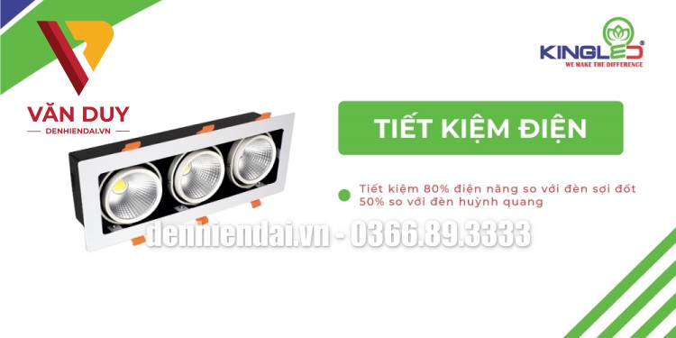 Đèn Led Spotlight âm trần hộp ba tiết kiệm điện