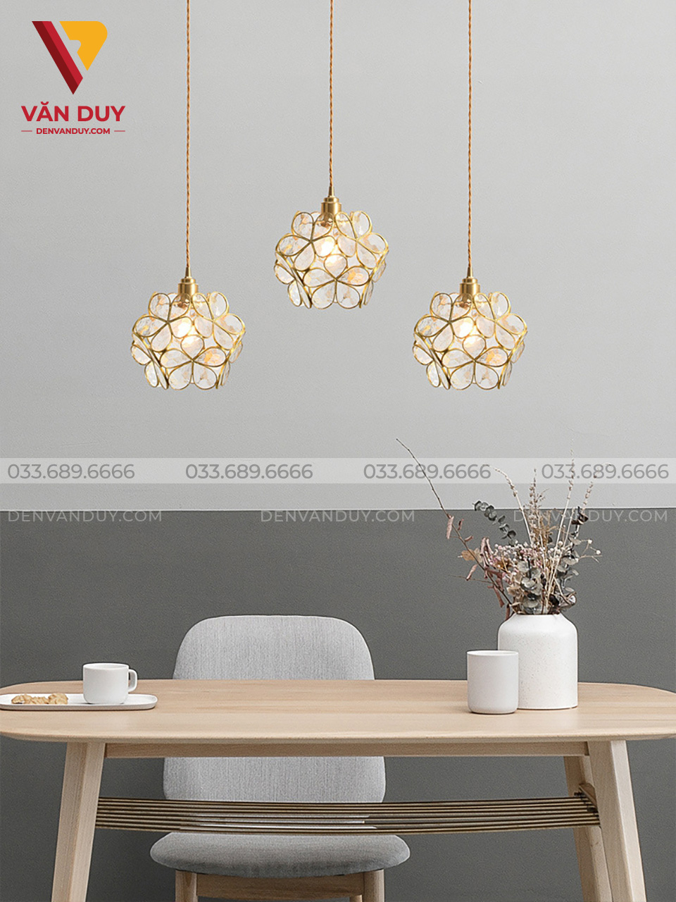 Đèn thả đồng, đèn thả bàn ăn, đèn thả hoa trang trí decor 3645 