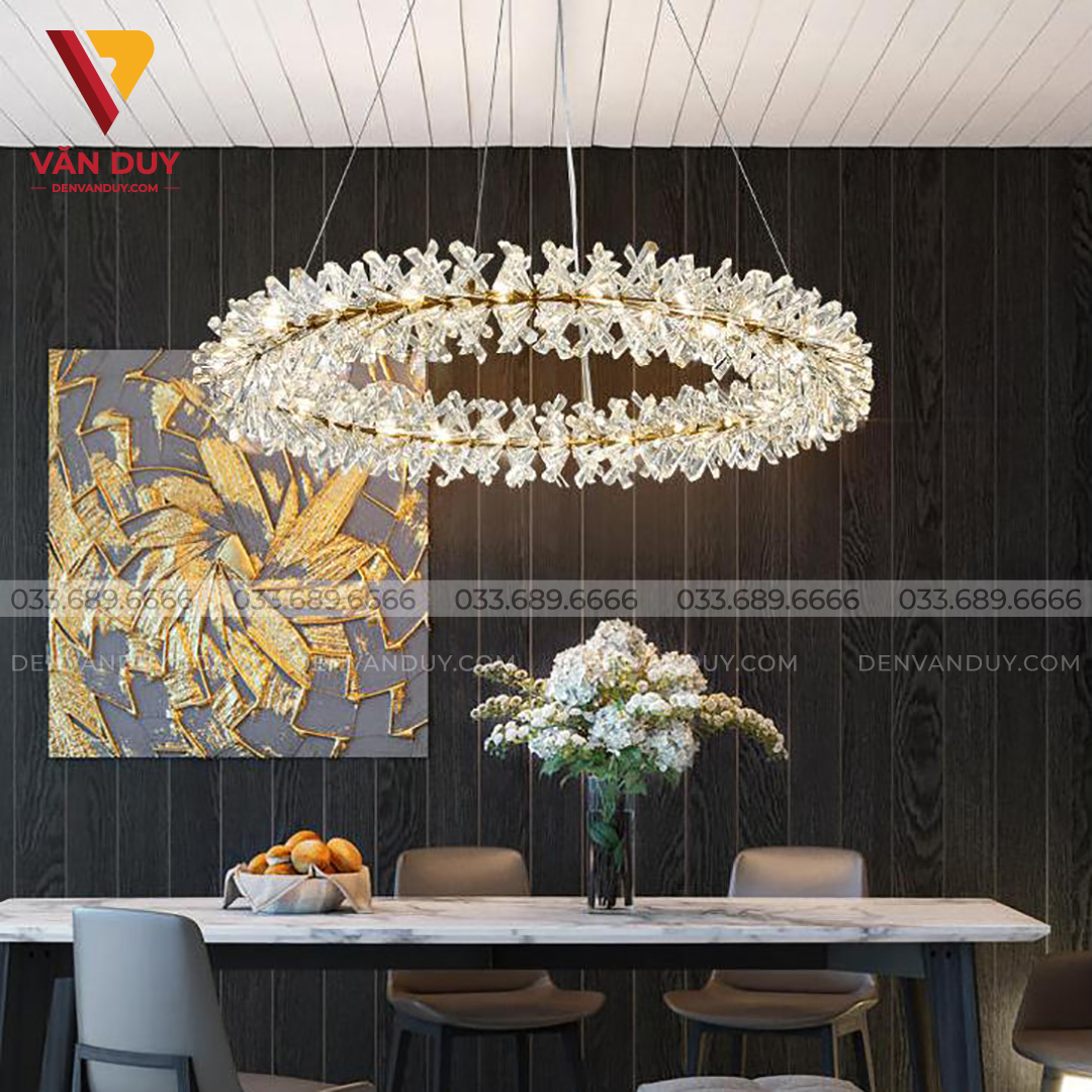 Đèn chùm thả vòng Led pha lê hiện đại 3315