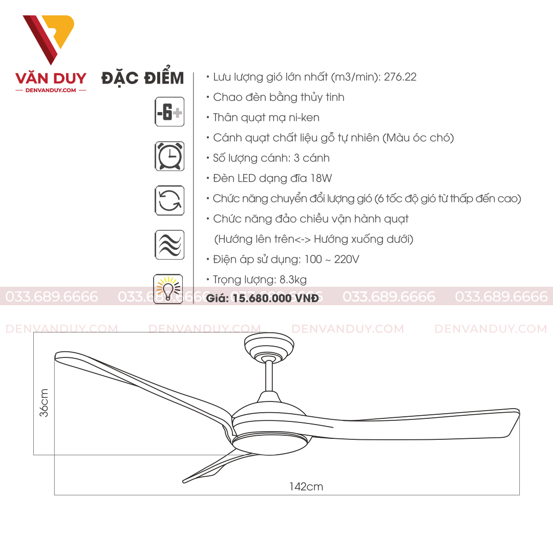 Quạt trần đèn hiện đại Kaiyokunkan IWA-218