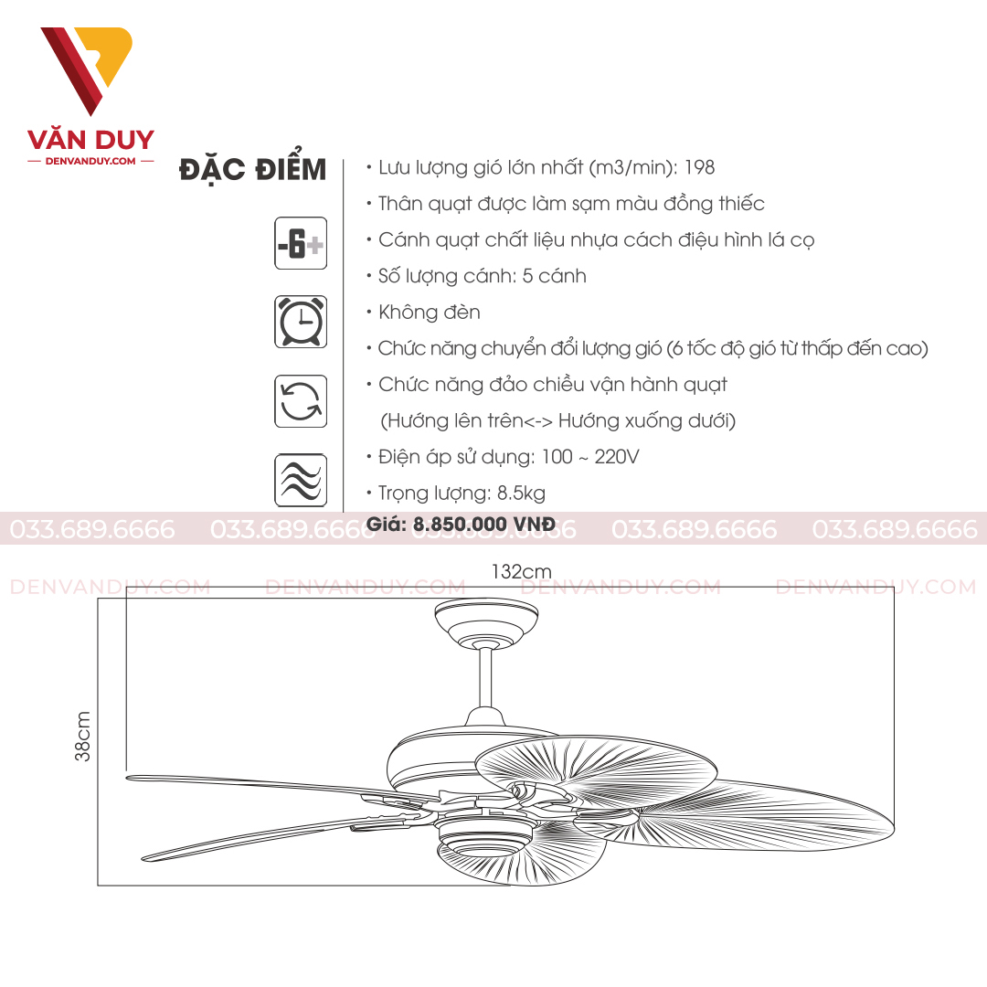 Quạt trần đèn hiện đại Kaiyokunkan KOCHI-168