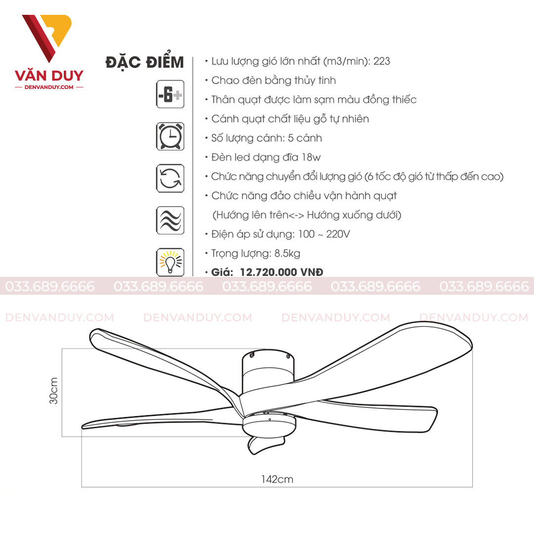 Quạt trần đèn hiện đại Kaiyokunkan KUKAN-211